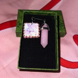 Pegasus and Pink Pendant Necklace